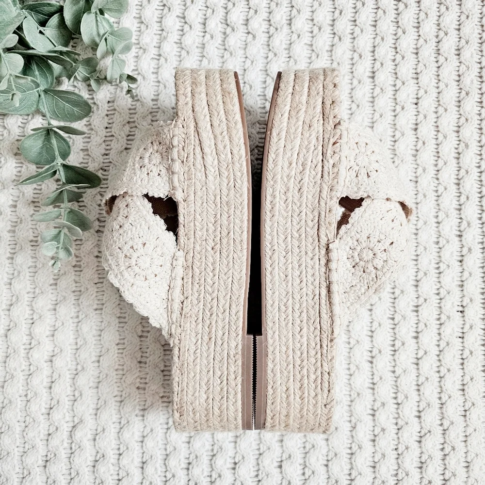 Spell Sun Chaser Crochet Espadrilles Platform Sandals Bisque 40 9 9.5 NEW RARE